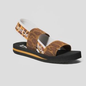 Bebe Atena Leopard Double Band Stretch Sandals